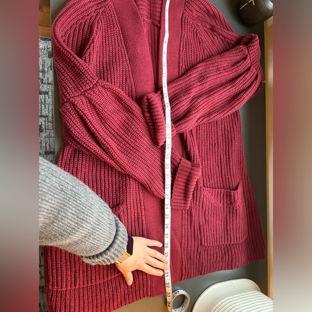 Burgundy oversized knit cardigan Anthropologie knitted & knotted